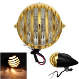 Motorcycle Bullet Halogen Gold H4 35W Black Headlight For Harley Custom