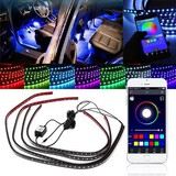 Wireless Control APP 4pcs LED Interior Neon Car Decoration Voice Strip Light