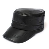 Military Leather Cadet Men Hat Cap Driving Sports Flat