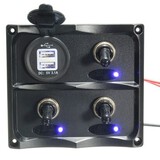 12V-24V Caravan Boat Gang LED Toggle Switch Panel Marine Socket Charger USB