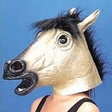 Latex Headgear Simulation Golden Horse Mask Halloween Animal