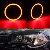 Pair Headlight 70mm Red COB LED Angel Eyes Halo Ring