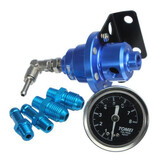 Adjustable Aluminum Gauge Fuel Pressure Regulator Oil Blue