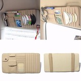 Pocket Storage Beige Car Accessories CD DVD Sun Visor Holder Bag 2 in 1