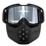 Detachable Filter Face Mask Shield Silver Motorcycle Helmet Lens Goggles Mouth