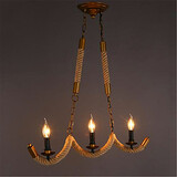 E14 Country Rope Vintage Chandelier Three Industrial American Head