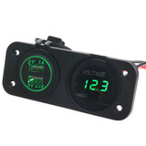 LED Panel Car Boat Marine Dual USB Charger Adapter 12V Voltmeter Waterproof