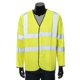 Reflective Stripes Jacket Waistcoat Safety Mens Long Sleeve Vest