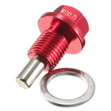 Anodized Drain Plug Magnet M12x1.25 Oil Red Magnetic Engine