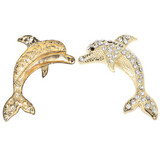 3D Silver Gold Metal Rhinestone Car Stickers Fish Shape