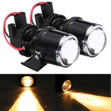 Pair Light Bracket Glass H3 55W 12V DRL Daytime Running Fog Projector Lens Car Bulb Amber LED