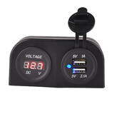 Car Dual USB Charger Integrated Machine 12-24V Vehicle Voltage Meter