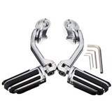 Adjustable 1.25inch Harley Davidson 32mm Short Mount Long Chrome Angled Foot Pegs Pedals
