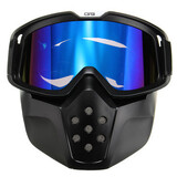 Modular Face Mask Shield Blue Lens Detachable Motorcycle Helmet Riding Goggles