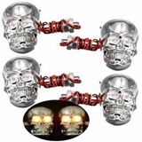 4pcs 12V Indicator Lamp Motorcycle Skull Skeleton Head 0.5W Turn Signal Light