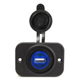 USB Port Car Charger Adapter DC12-24V Waterproof Panel Indicator Light 5V 2.1A