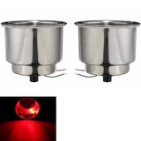 Marine Boat Car Truck Stainless Steel Cup Drink Holder 8LEDs Camper 2pcs Red