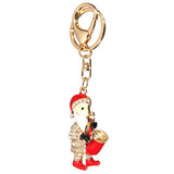 Santa Rhinestone Purse Bag Head Key Chain Ring Metal Car Pendant Keychain