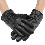 PU Leather Motorcycle Full Finger Winter Mittens Touch Screen Gloves