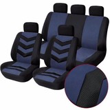 Gray 9Pcs Sedans Universal Car Blue Tirol Breathable SUV Seat Cushion Cover