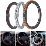 Car Steel Ring Wheel Cover Anti-slip Black PU Leather Grey Wrap