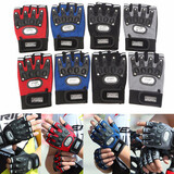 Outdoor Bicycle Cycling Gloves Motorcycle Riding Breathable Pair PU Leather Fingerless