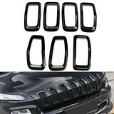 Front Grille 2014-2016 Trim Cover Kit Black Decorate Insert ABS Ring Jeep Cherokee