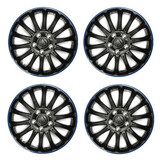 Caps Blue Black 14inch Sports 4pcs Universal HUB Trims Car Wheel