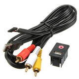 Universal Car Male 3.5mm AUX USB Audio RCA Mount Adapter Flush Dash