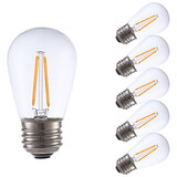 Dimmable Led Filament Bulbs Warm White 2w E26 120v Cob 6 Pcs