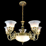 European Chandeliers Seven Bronze Glass Lights Retro