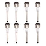 Stainless Light Led 8 Pcs Solar Power Steel Garden Lawn White