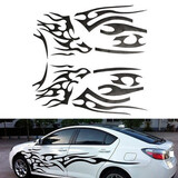 Car Pattern Decal Sticker 2pcs Black Auto Body Vinyl Universal Decoration Flame