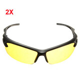 Yellow Lens Sport Glasses 2Pcs Riding Driving UV400 Sunglasses Night Vision