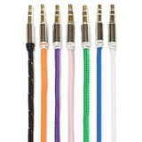 Stereo Computer Phone MP3 Metal Wire Cable AUX Audio Auxiliary Nylon 3.5mm Male to Male