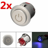 Autolock 2Pcs Push Button Blue ON OFF Switch LED 12V 22mm Power