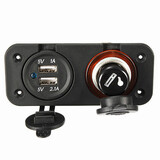 Plug Socket Motorcycle Dual USB Charger Cigarette Lighter Port Power