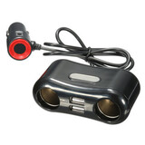 Dual USB Power Socket Adapter Charger Cigarette Lighter 12V 24V Car LED