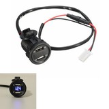 2.1A 1A Voltage Voltmeter 12V Car Motorcycle Dual USB Charger Socket LED Light