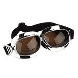 Brown Motorcycle Helmet Frame Scooter Dark Goggle Silver Lens