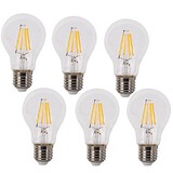 6 Pcs A19 Cob Warm White A60 4w E26/e27 Led Filament Bulbs