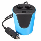 Cigarette Lighter Socket 2 Way Car Cup Holder Charger Dual USB Charger Adapter 3 in 1