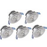 5pcs Downlight 6w Cool Auminium 600lm Dimmable