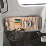 Multi-function Clip Card Bag Holder PU Leather Car Phone CD Pen Sunglasses