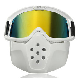 Motorcycle Helmet Riding Modular Face Mask Shield Yellow Lens Detachable Goggles