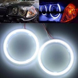 Pair 12V Halo Ring Warning COB Outside Car Headlight Angel Eyes Lamps Ring