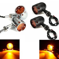Pair 12V Motorcycle Turn Signal Indicator Light Lamp For Harley Hollow Amber