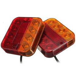 Light Lamp Red LED Taillight Pair Amber Trailer Truck 10-30V Turn Signal Brake