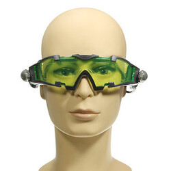 Shield Goggle Lens Adjustable Glasses Eyewear Green With Light