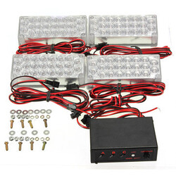 Light Lamp Bars LED Warning Emergency Car 4 Flash Strobe Grill